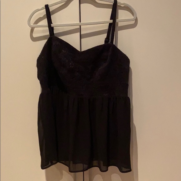 torrid Tops - Torrid black lace peplum babydoll tank
